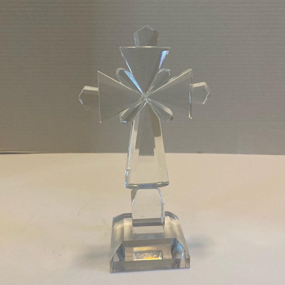 Glass Cross Christian Easter Table Top Decoration 7 Inch Wedding Promise